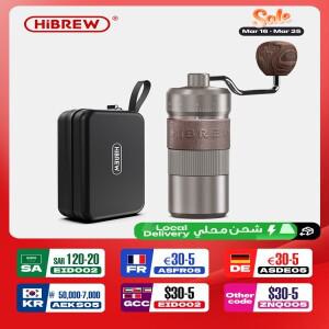 HiBREW 수동 커피 연마기 알루미늄 원추형 버 용량 핸드 11 단계 조절 가능 설정 22g