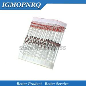 100pcs 1/2W 제너 다이오드 BZX55C 2V2 3V 4V3 4V7 5V1 5V6 6V2 6V8 7V5 8V2 9V1 10V 11V 15V DO-35