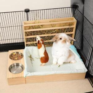 쓰레기 상자 나무 토끼 건초 피더 햄스터 먹이  작은 동물 친칠라 공급 용품