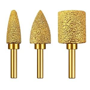 6mm 생크 진공 납땜 다이아몬드 버 헤드 스톤 그레이 주철 연성 철 강철 용 로터리 파일 연삭