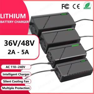 36V 48V 충전기 2A 5A 10S 13S 리튬 이온 배터리 팩 42V 54.6V 냉각 팬 스마트 고속 EU 플매트 카펫 러그
