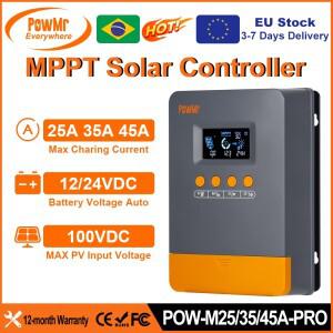 PowMr Choice 25A 35A 45A MPPT 태양열 충전 컨트롤러 12V 24V 자동 100V 패널 스마트 레귤레이터 납산/리