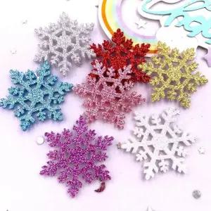 42mm 반짝이 복합 골드 파우더 천 30 개 크리스마스 눈송이 패치 DIY 공예 케이크 토퍼 헤어핀 아플리케