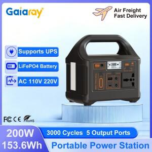 가이아레이 200W 휴대용 파워 스테이션 153.6Wh 리튬인산스틸 배터리 AC 110V 220V 태양광 발전기 충전 캠