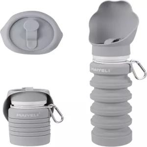 마이엘리 개 물병 접이식 및 휴대용 스퀴즈 9oz-17oz 정수기 볼 5단계 용량의 1 카라비너 클립 100 식품