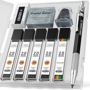 케이스가 포함된 2MM 흑연 4개 리드 HB 사탕 리필 60PCS 연필 세트 기계식 2H