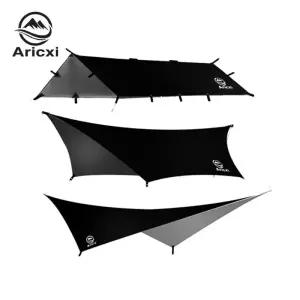 Aricxi 방수포 210t 폴리에스테르 초경량 야외 캠핑 블랙 실버 코팅 자외선 방지 사각형 육각형 태양 보호
