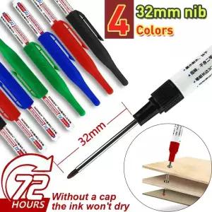 1-8Pcs 4 색 32mm 깊은 구멍 마커 펜 욕실 방수 목공 타일 금속 다목적 긴 머리 오일