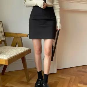 [시즌오프]데일리 톤다운 핀턱 스판 H라인 미니스커트_5