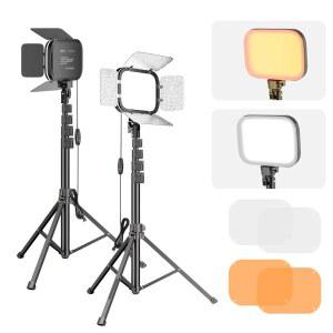 이마트 2팩 LED 비디오 라이트, 휴대용 3000-550K CRI97 스튜디오 조명, 62인치 삼각대 스탠드, 마그네틱 라이트 반도어 & 필터, 녹화, 게임 스트리밍, 팟캐스트를 위한 바이컬러 디밍블 조명