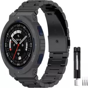 Amazfit 액티브 엣지에 호환되는 금속 밴드 스마트 워치 액세서리용 솔리드 스테인리스 스틸 조절 스트랩