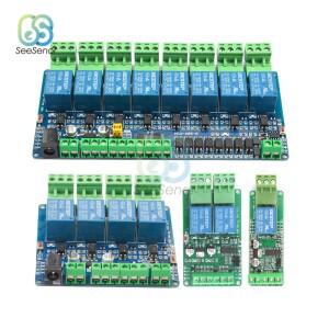 Modbus-Rtu 1/2/4/8 채널 광 커플러 절연 12V 릴레이 모듈 스위치 RTU 출력 RS485/TTL 통신