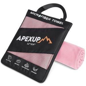APEXUP 극세사 여행용 타월, 초흡수성 퀵 드라이 운동, 요가, 해변, 샤워, 수영을 위한 경량 스포츠 캠핑 타월 (24인치 12인치, 페일 로즈)
