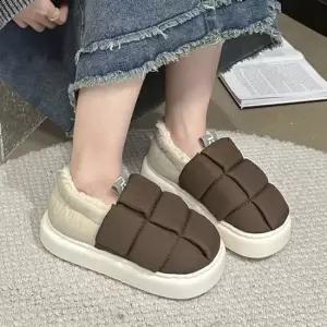 한파대비 라운드 패딩 통굽 털안감 사무실 슬립온 -4fY