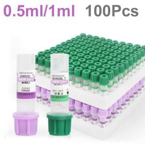 실험실 실험용 EDTAK2 일회용 항응고제 튜브가 있는 멸균 마이크로 혈액 수집 튜브 0.5ml 1ml 100피스