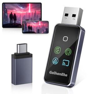 GalhanEhe 4-in-1 자동차 화면 미러링 어댑터: u2013 미러 폰-자동차 화면( 및 안드로이드), 에어플레이 링크가 있는 무선 카플레이 어댑터, 스트리밍 비디오, 플러그 앤 플레이, 안정적인 연결