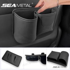 SEAMETAL 2 in 1 자동차 도어  인조 가죽 카시트 백 클립 온 보관 가방 (컵 홀더 포함) 대부분의 모델 용