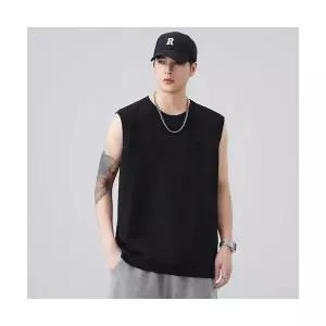 엘럽 남자 조끼 프린트 민소매 나시 면 데일리 상의 원템1