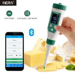 디지털 블루투스 식품 PH 측정기 0.00~14.00 고정밀 센서 양조 과일 치즈 고기 통조림을 위한 스마트 온도