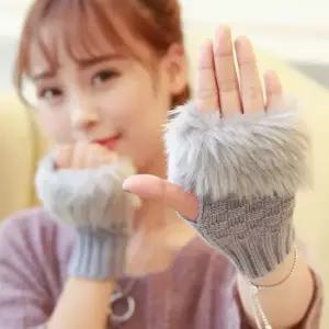 여성 5컬러 겨울 사무실 페이크퍼 와플 니트 핸드워머 핸드워머 손목장갑 손목워머