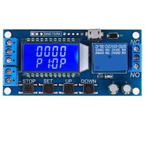 LCD 디스플레이 포함 시간 지연 릴레이 모듈  오프 사이클 타이머 0.01s-9999 분  5V  12V  24V