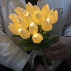LED 튤립 야간 조명  인공 연회 꽃  테이블 램프  침실 웨딩 파티 장식  생일 선워터