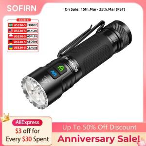 SOFIRN SR23 듀얼 라이트 손전등 3300lm 백색 투광 조명 및 365nm UV 21700 USB C 충전식 EDC 램프(자석 테