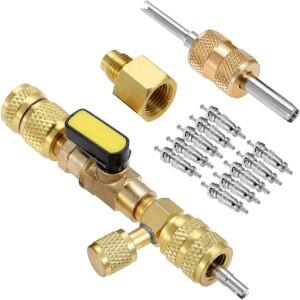 R410A R22 밸브 코어 리무버 설치 도구(R404A R407C R134A R12 R32 R600 HVAC 시스템용 듀얼 크기 SAE 1/4
