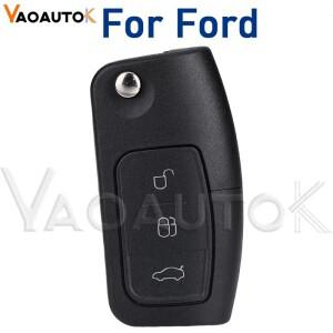 포드 포커스에 적합한 교체 스마트 원격 키 쉘 Fob Fiesta C-Max K-Uncut 3 버튼 플립 접이식 자동차 빈