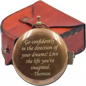 Thoreau Go 자신 있게 컴퍼스 해시계 선물 각인 영감 인용문 졸업 - 남학생용 여학생용 확인