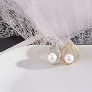 EB149E 시후주얼리 오스트리아산 8mm 시뮬럿다이아 스왈진주 물방울 귀걸이
