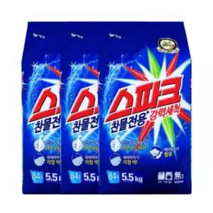 [애경] 스파크 리필 5.5kg 3개 가루 세제 일반 드럼 겸용세제
