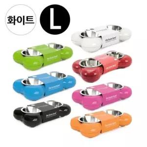 강아지 식기 패션쌍식기 hing L 화이트 뼈다귀 강아지 급수기