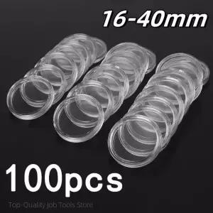 투명 원형 동전 보관함 캡슐 수집 거치대 용기 케이스 용품 선물 100 개 16-40mm 분리수거 코인캡슐