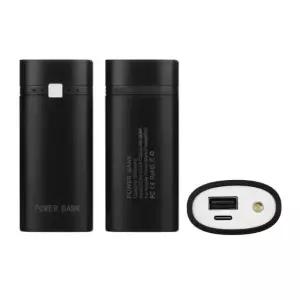 DIY 배터리 충전 보관함, 표시등 포함 보조배터리 쉘 상자, 미포함, 2x18650 Black Micro USB