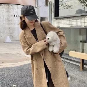 여자 롱 하프 빈티지 봄 시보리 터틀넥 린넨 루즈핏 트릭스 버튼 슬림핏 스크럽 정장 코트 더블 넓은 슈트