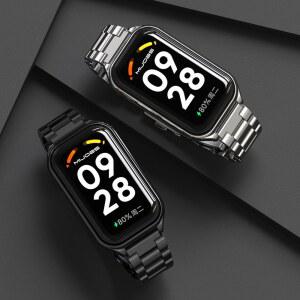 Mi Band 8 액티브 스트랩 팔찌 Xiao mi 스마트 밴드 9 스테인레스 스틸 금속 시계 Miband Active