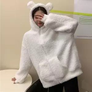 신상오픈런 여성용 겨울 곰돌이 후드 양털 프리미엄 후리스 자켓
