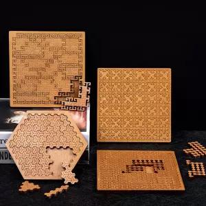 불가능한 나무 퍼즐 성인을 위한 IQ 직소 두뇌 티저 10레벨 난이도 Tangram 보드 게임