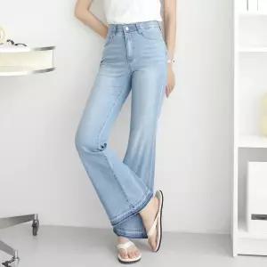 [옷자락] 여자 빅사이즈 슬림핏 컷팅 부츠컷 히든밴딩 청바지