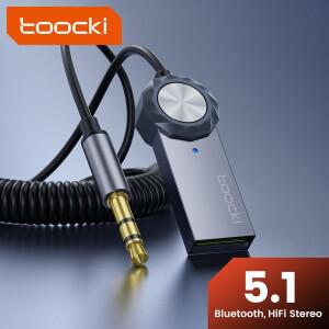 호환 Toocki 무선 블루투스 5.1 리시버 어댑터  3.5mm 잭 오디오 음악 동글  USB 차량용 송신기  Aux 자동