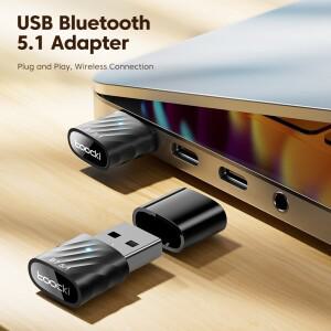 호환 Toocki USB 블루투스 어댑터 BT 5.1 동글 오디오 수신기 스피커 PC 무선 마우스 이어폰 키보드 음악