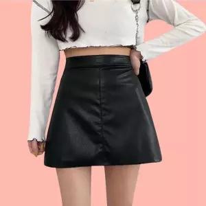 [룽스_62]레더 가죽 치마 미커트 숏 플리츠 여친룩 데이트