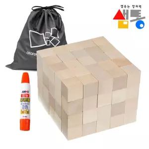 목공풀 샘통 쌓기나무 3cm 100p(자작) 주머니 포함