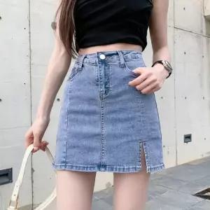 [룽스_62]미커트 속바지 데님스커트 미커트 트임 치마