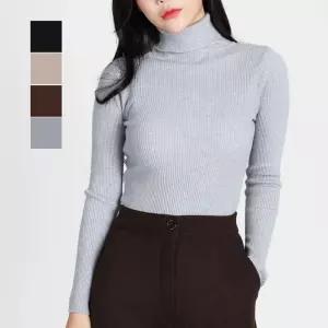 [룽스_62]골지 은은한 광택 여성폴라티 여성 목폴라 티셔츠