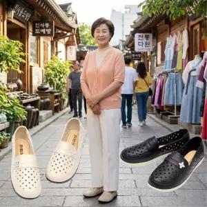 [라일리] Rly 여름 여성 중년 가벼운 단화 푹신한 인솔 슬립온