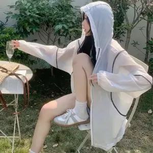 후드 점퍼 시스루 여름 윈드 여성 오버핏 1P 얇은 바람막이 아우터 자켓 원픽 셀파