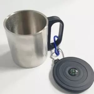 ( )휴대용 스텐 나침반 이중 등산 캠핑 머그 컵 200ml