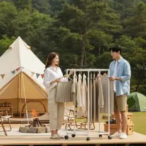 다용도 멀티 오각형 이동식 행거  캠핑용 옷걸이 캠핑 의류 옷가게 진